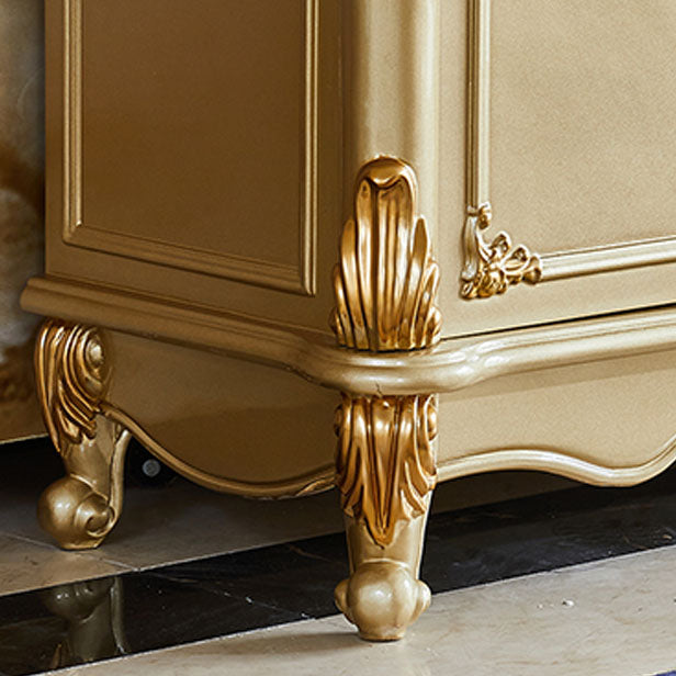 Glam Style Buffet Sideboard Gold Wood Sideboard with Door and Drawer