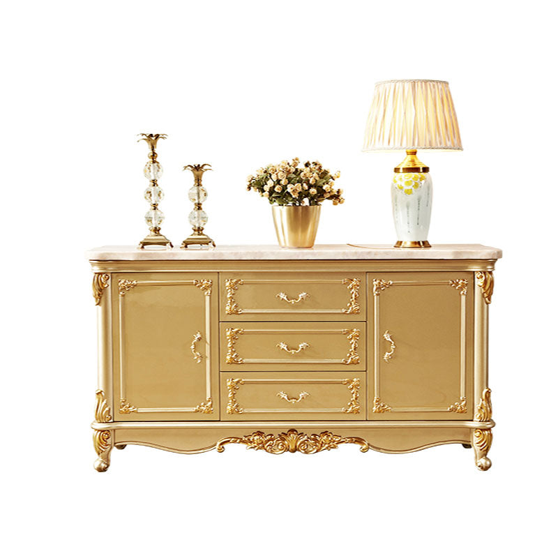 Glam Style Buffet Sideboard Gold Wood Sideboard with Door and Drawer