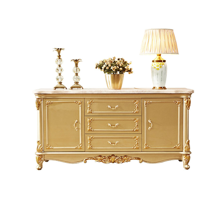 Glam Style Buffet Sideboard Gold Wood Sideboard with Door and Drawer