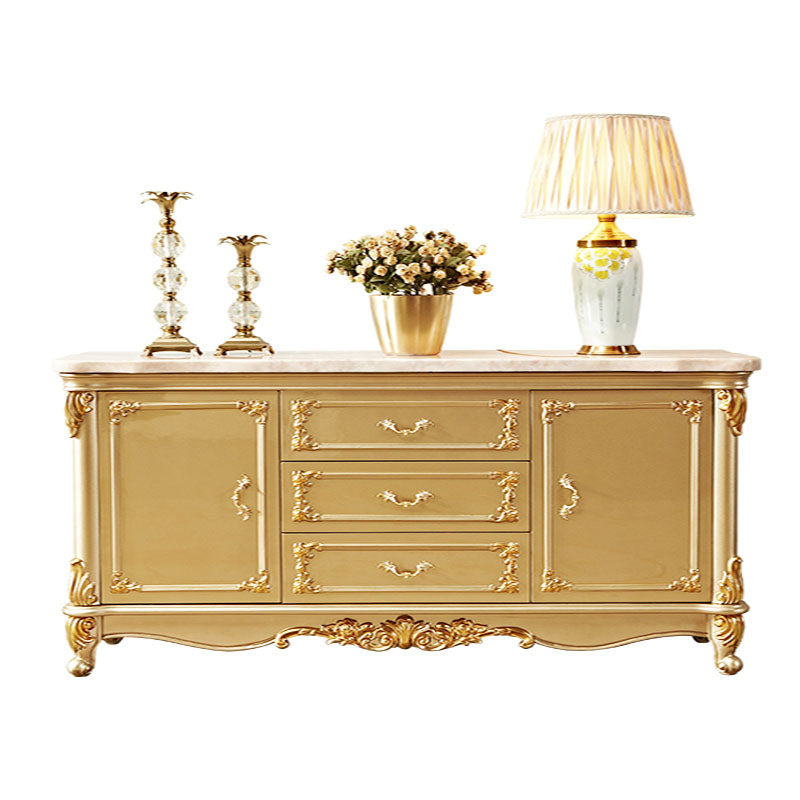 Glam Style Buffet Sideboard Gold Wood Sideboard with Door and Drawer