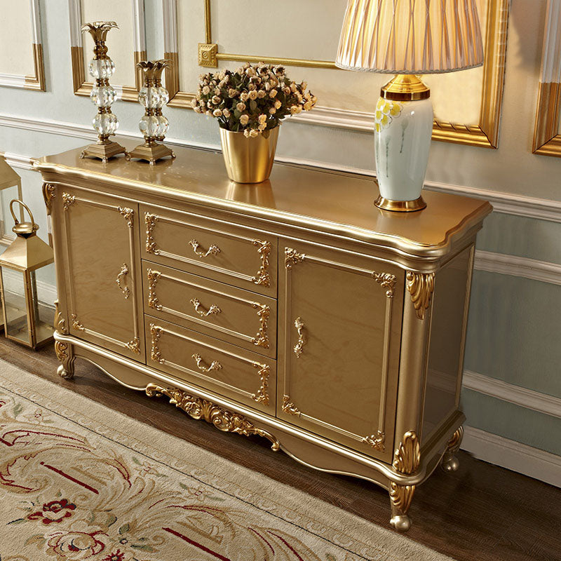 Glam Style Buffet Sideboard Gold Wood Sideboard with Door and Drawer