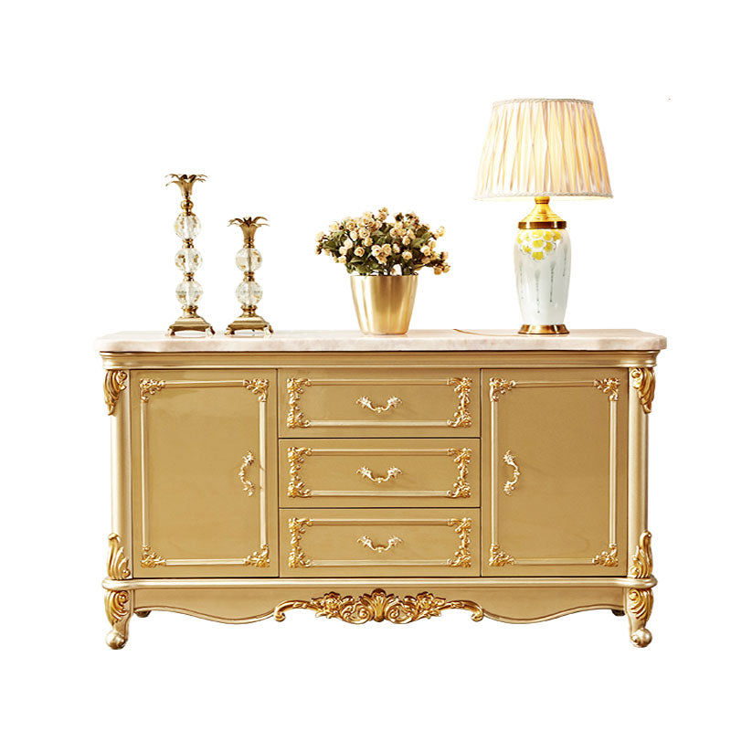 Glam Style Buffet Sideboard Gold Wood Sideboard with Door and Drawer