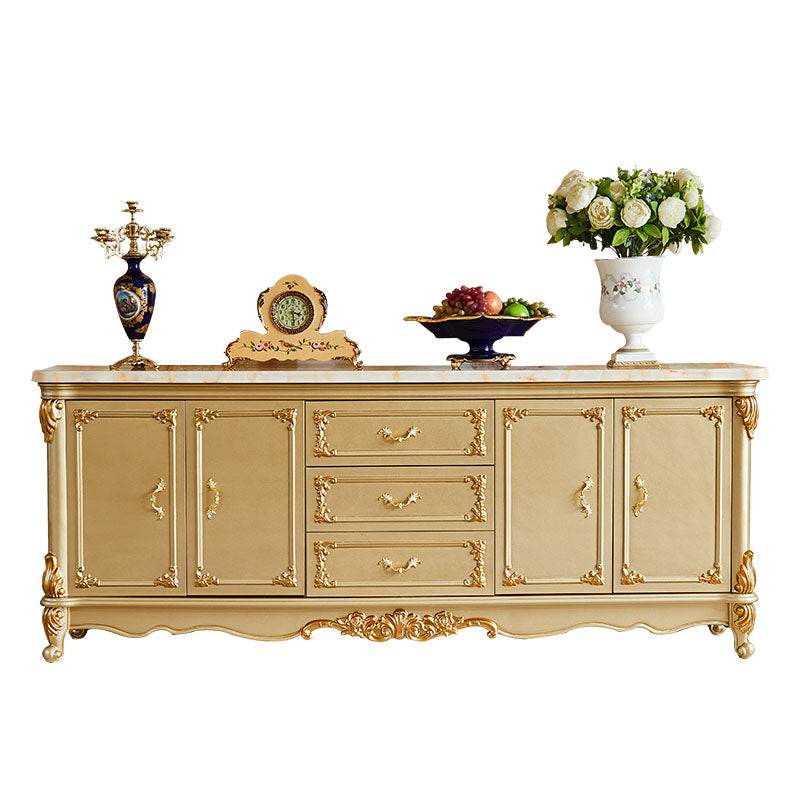 Glam Style Buffet Sideboard Gold Wood Sideboard with Door and Drawer