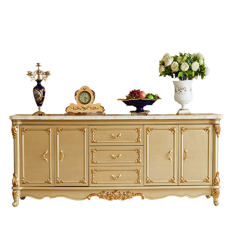 Glam Style Buffet Sideboard Gold Wood Sideboard with Door and Drawer