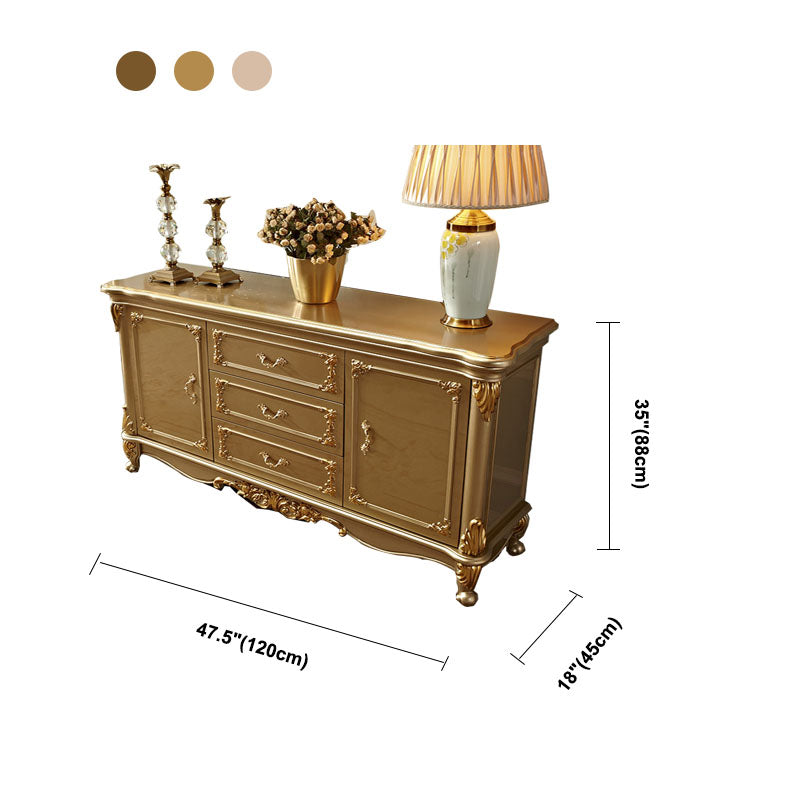 Glam Style Buffet Sideboard Gold Wood Sideboard with Door and Drawer