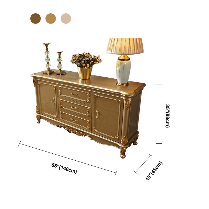 Glam Style Buffet Sideboard Gold Wood Sideboard with Door and Drawer