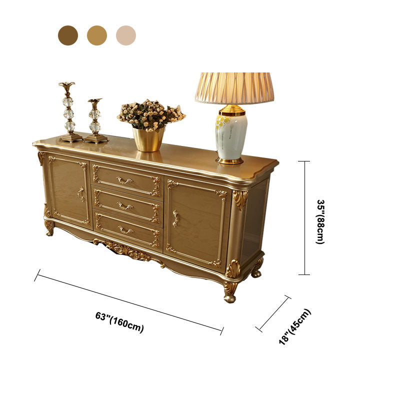 Glam Style Buffet Sideboard Gold Wood Sideboard with Door and Drawer