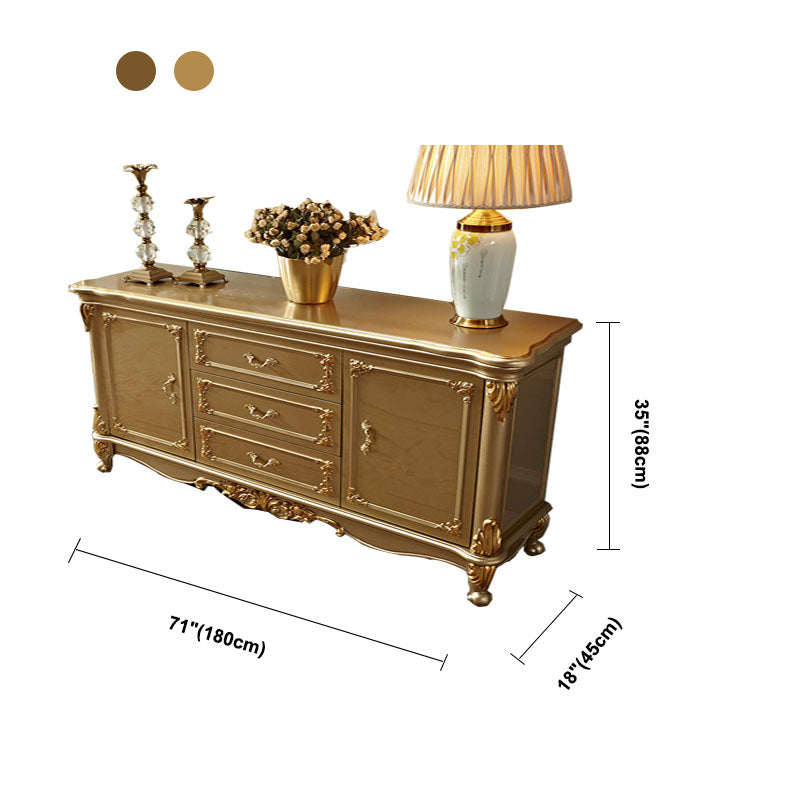 Glam Style Buffet Sideboard Gold Wood Sideboard with Door and Drawer