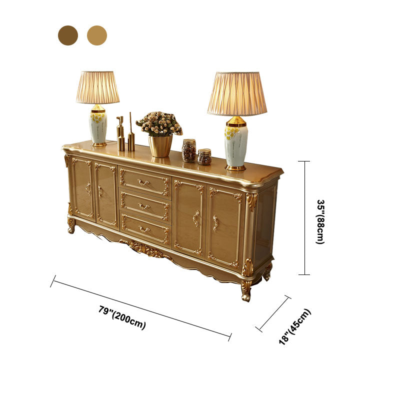 Glam Style Buffet Sideboard Gold Wood Sideboard with Door and Drawer