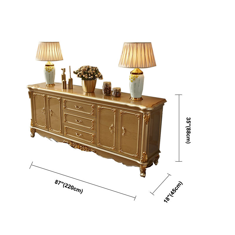 Glam Style Buffet Sideboard Gold Wood Sideboard with Door and Drawer