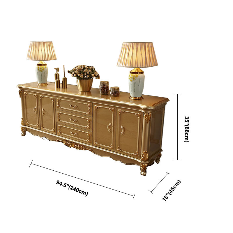 Glam Style Buffet Sideboard Gold Wood Sideboard with Door and Drawer