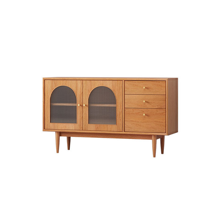 Modern Indoor Sideboard with Drawers Matte Finish Pine Wood Dining Buffet