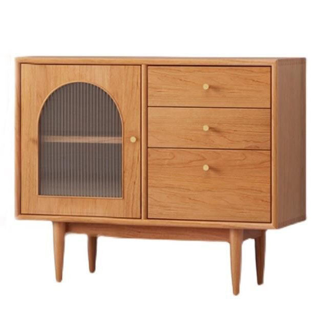 Modern Indoor Sideboard with Drawers Matte Finish Pine Wood Dining Buffet