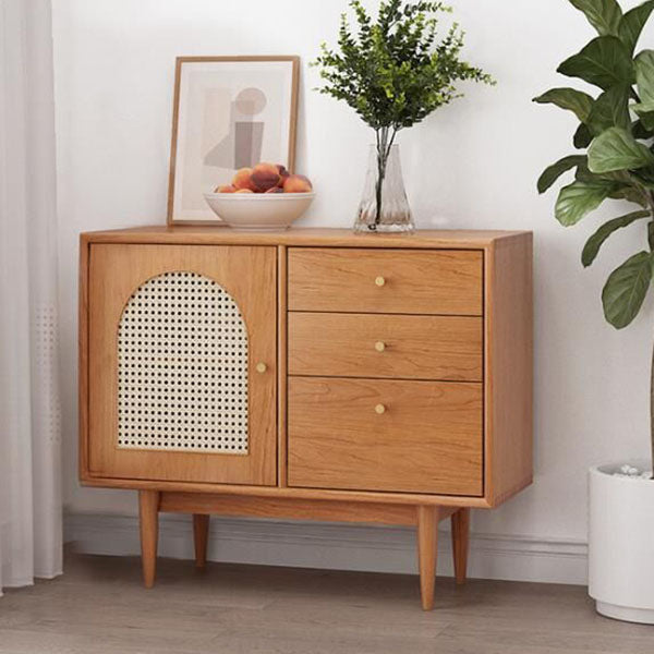 Modern Indoor Sideboard with Drawers Matte Finish Pine Wood Dining Buffet