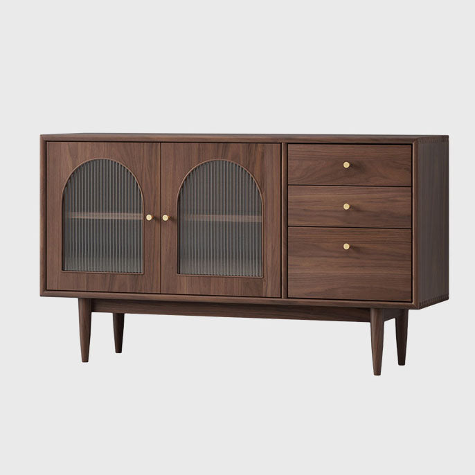 Modern Indoor Sideboard with Drawers Matte Finish Pine Wood Dining Buffet