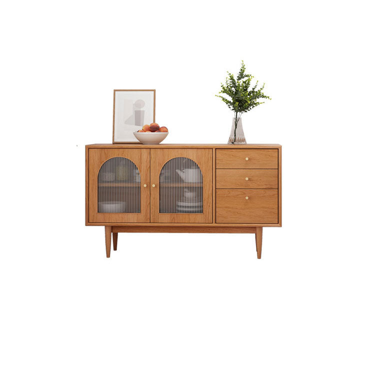 Modern Indoor Sideboard with Drawers Matte Finish Pine Wood Dining Buffet