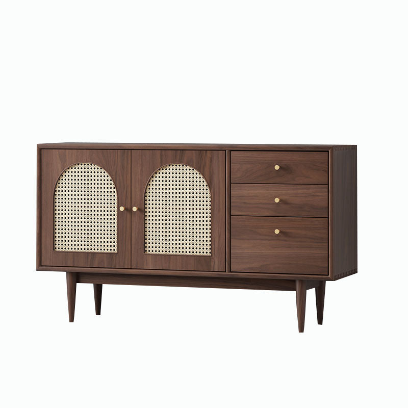 Modern Indoor Sideboard with Drawers Matte Finish Pine Wood Dining Buffet