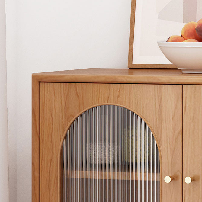 Modern Indoor Sideboard with Drawers Matte Finish Pine Wood Dining Buffet