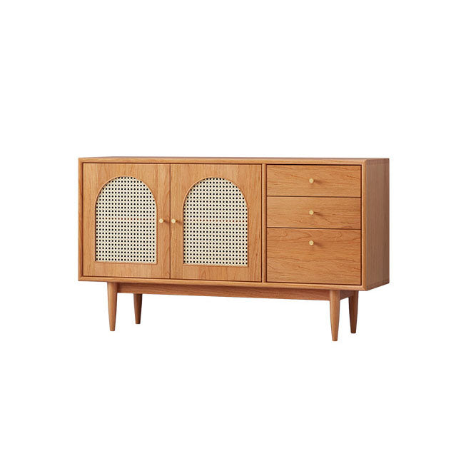 Modern Indoor Sideboard with Drawers Matte Finish Pine Wood Dining Buffet