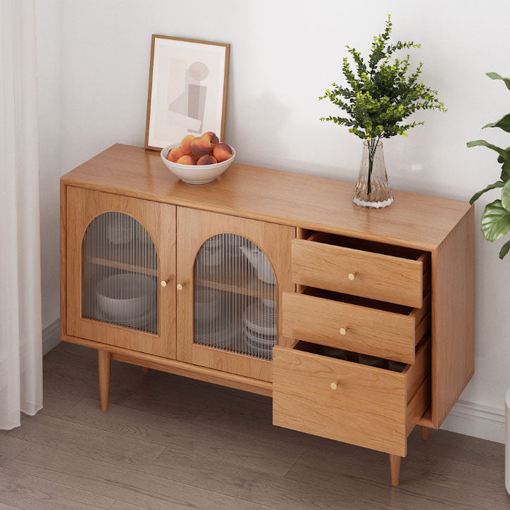 Modern Indoor Sideboard with Drawers Matte Finish Pine Wood Dining Buffet