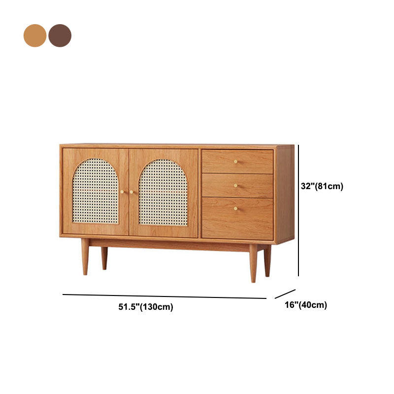 Modern Indoor Sideboard with Drawers Matte Finish Pine Wood Dining Buffet