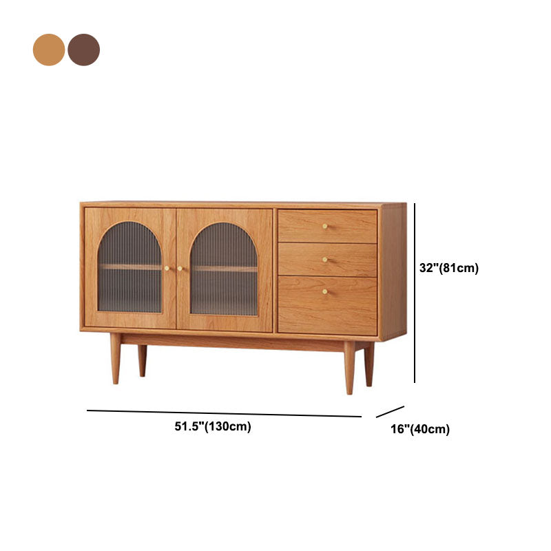 Modern Indoor Sideboard with Drawers Matte Finish Pine Wood Dining Buffet