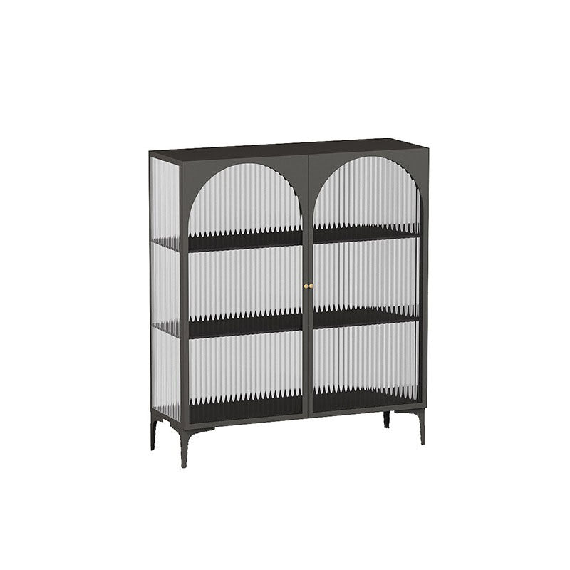 Glam Style Glass Doors Sideboard Metal Credenza for Kitchen Use