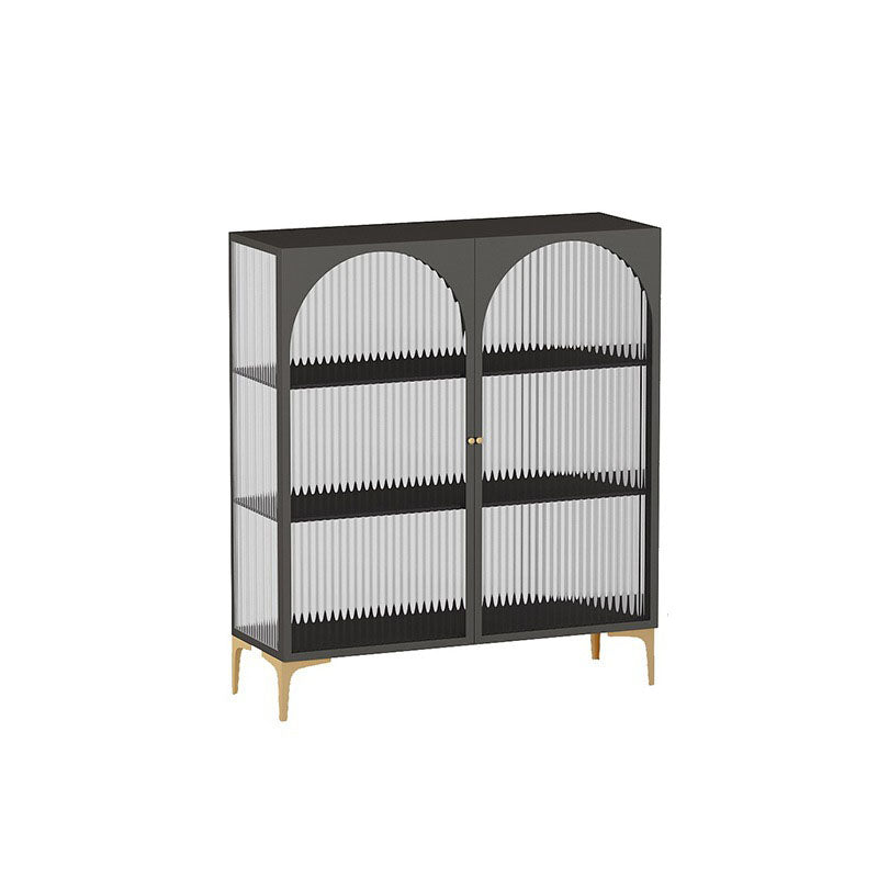 Glam Style Glass Doors Sideboard Metal Credenza for Kitchen Use