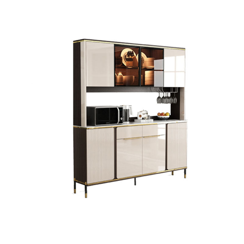 Glam Sideboard Cabinet Stone and Engineered Wood Dining Buffet