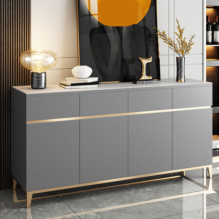 Glam Buffet Stand with Drawers Wood and Stone Buffet Sideboard