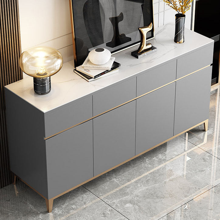 Glam Buffet Stand with Drawers Wood and Stone Buffet Sideboard