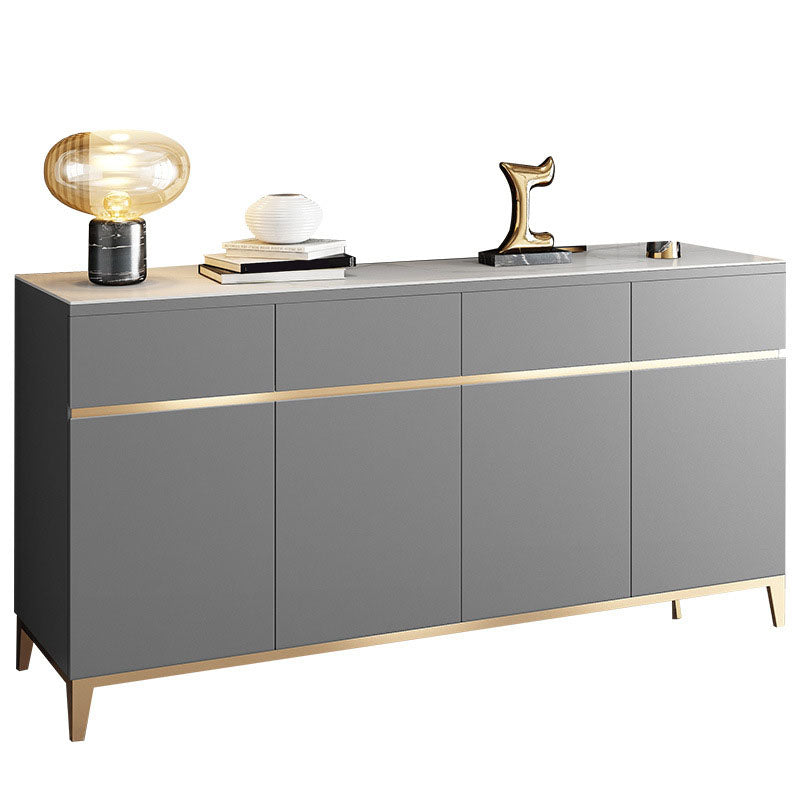 Glam Buffet Stand with Drawers Wood and Stone Buffet Sideboard