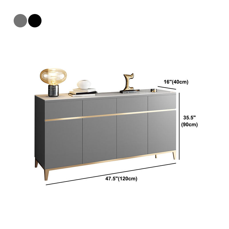 Glam Buffet Stand with Drawers Wood and Stone Buffet Sideboard