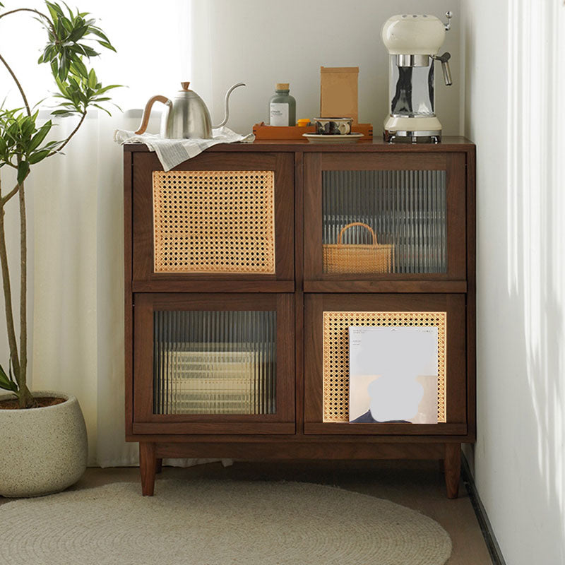 Contemporary Solid Wood Server with Doors Solid Wood Legs Sideboard