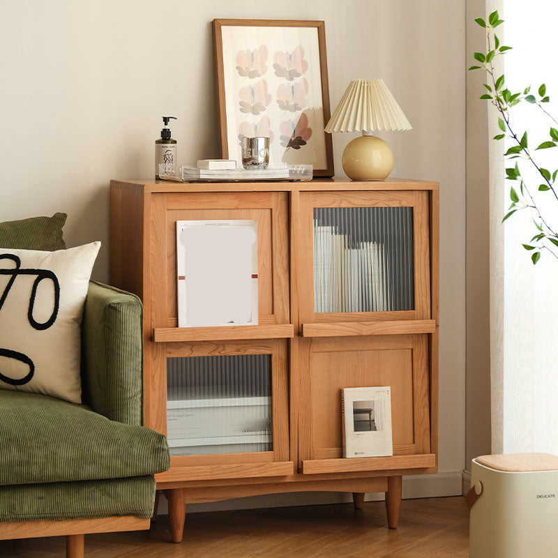 Contemporary Solid Wood Server with Doors Solid Wood Legs Sideboard