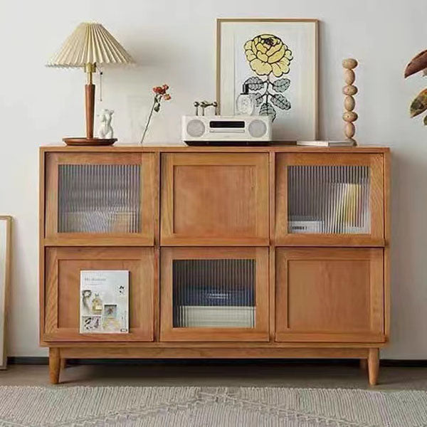 Contemporary Solid Wood Server with Doors Solid Wood Legs Sideboard