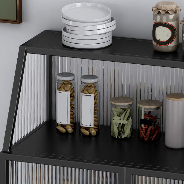 Matte Finish Glam Dining Server Kitchen Sideboard with Glass Doors