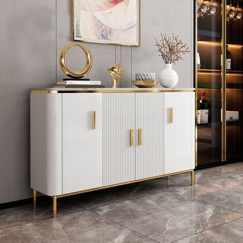 Stone and Engineered Wood Buffet Sideboard Glam Buffet Stand