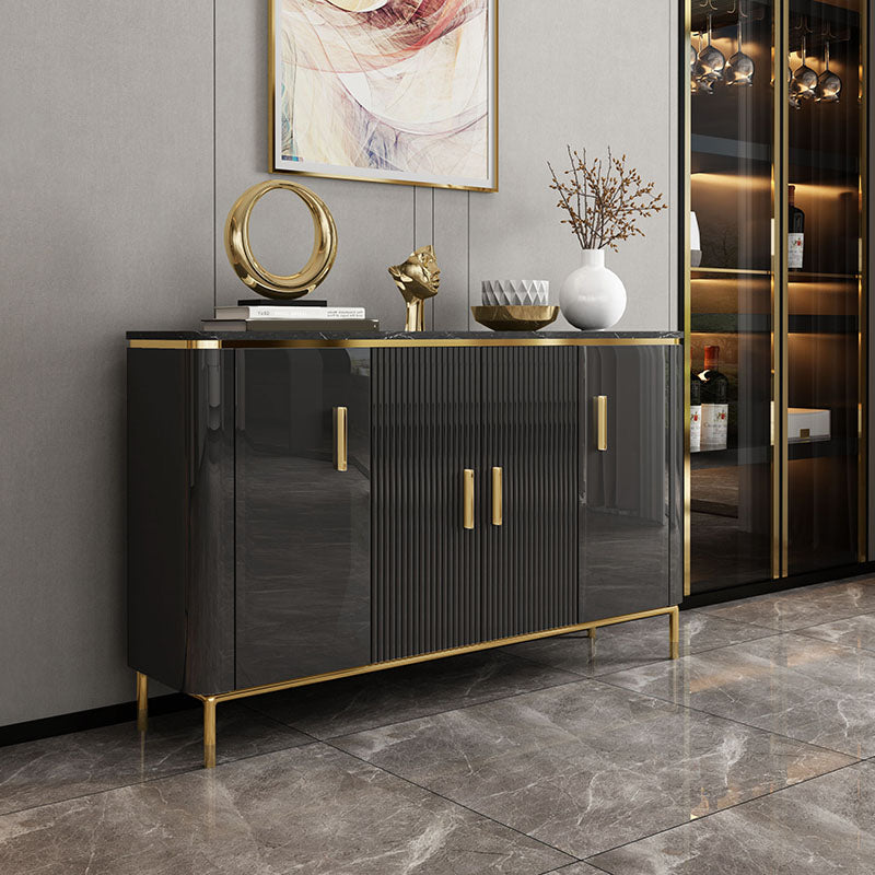 Stone and Engineered Wood Buffet Sideboard Glam Buffet Stand