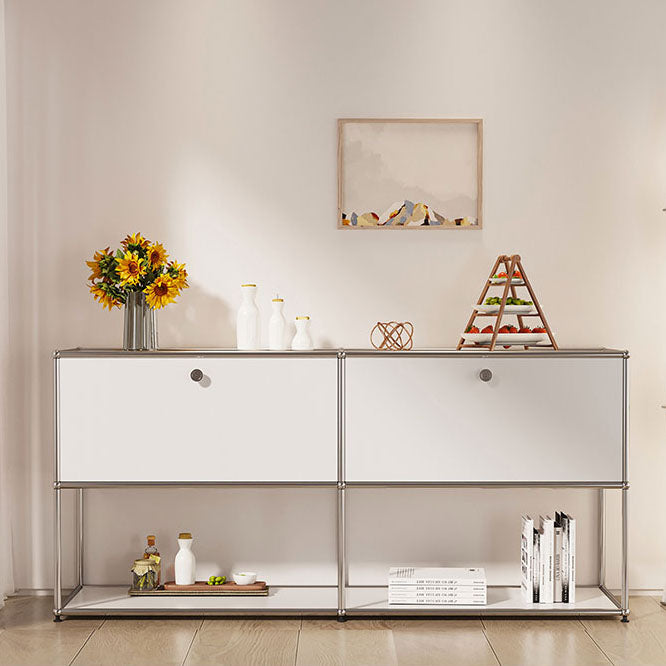 White Metal Sideboard with Drawers Contemporary Indoor Dining Buffet