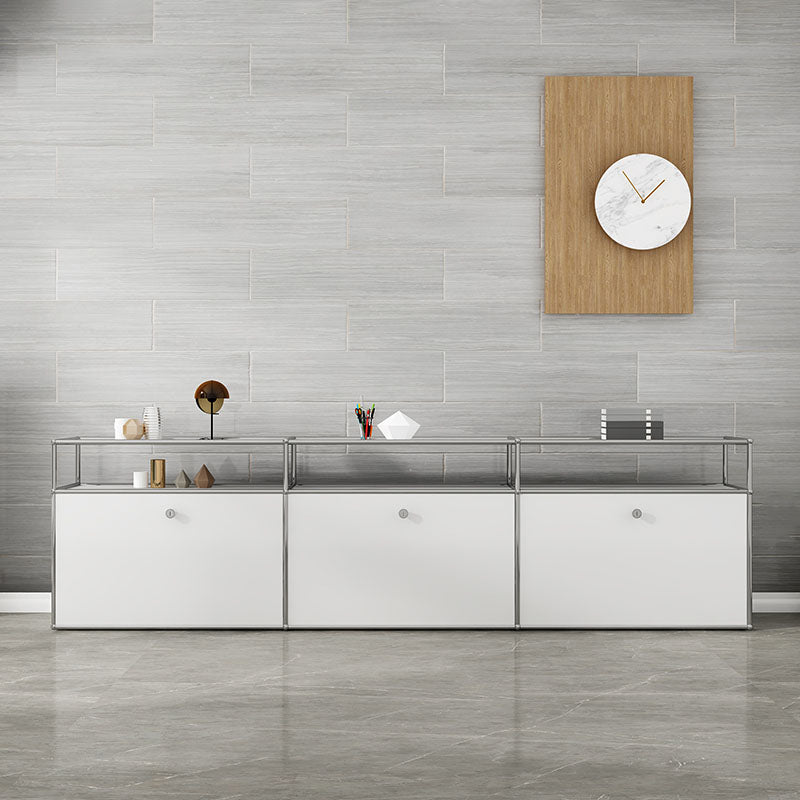 White Metal Sideboard with Drawers Contemporary Indoor Dining Buffet