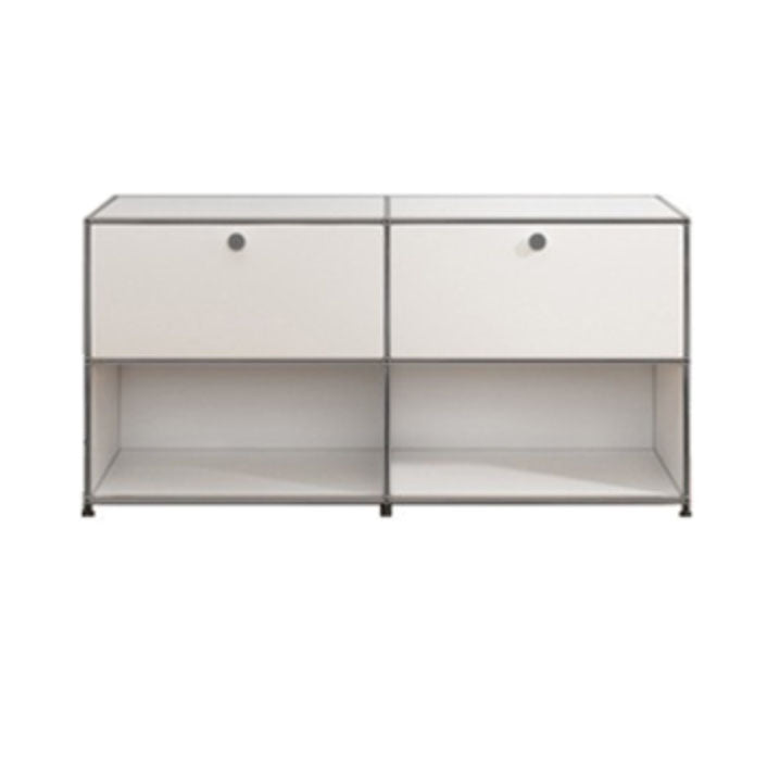 White Metal Sideboard with Drawers Contemporary Indoor Dining Buffet