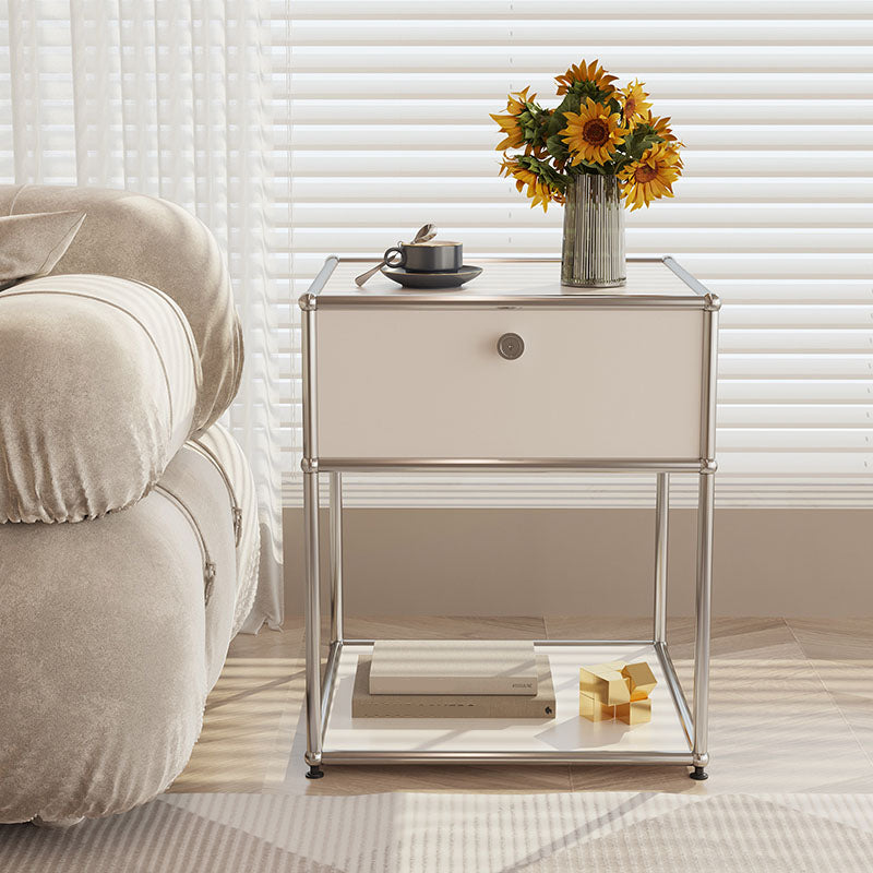 White Metal Sideboard with Drawers Contemporary Indoor Dining Buffet