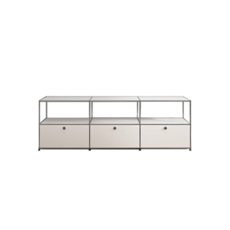 White Metal Sideboard with Drawers Contemporary Indoor Dining Buffet