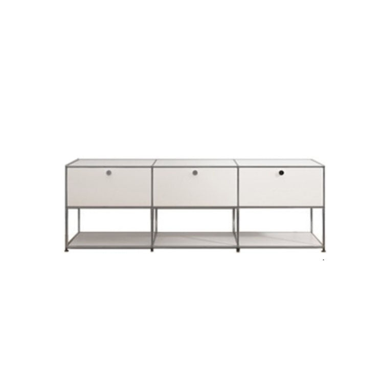 White Metal Sideboard with Drawers Contemporary Indoor Dining Buffet