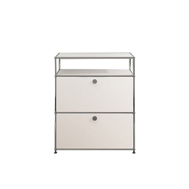 White Metal Sideboard with Drawers Contemporary Indoor Dining Buffet