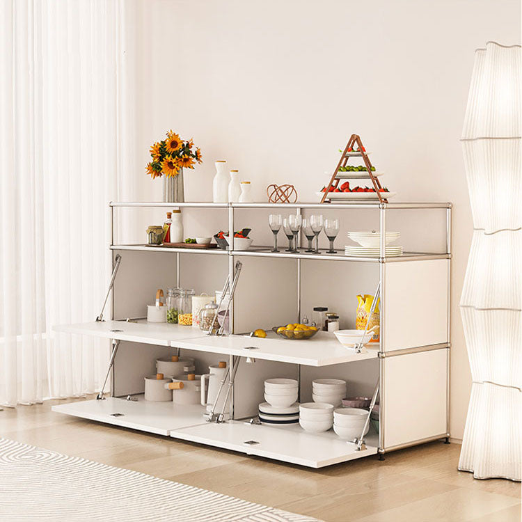 White Metal Sideboard with Drawers Contemporary Indoor Dining Buffet