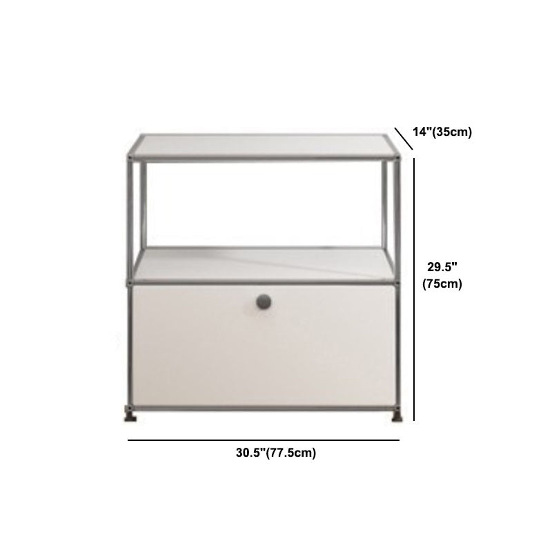 White Metal Sideboard with Drawers Contemporary Indoor Dining Buffet