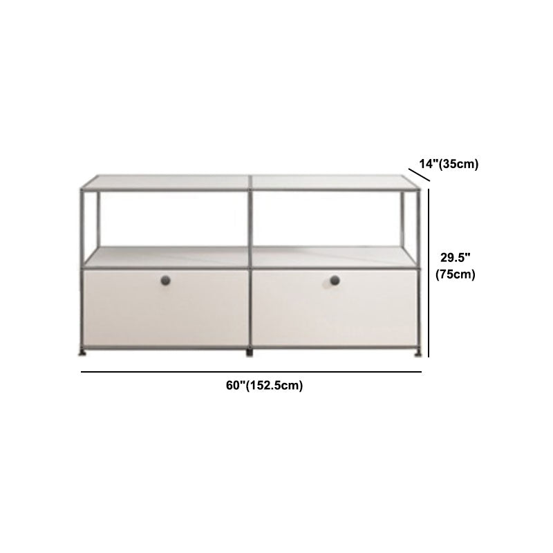 White Metal Sideboard with Drawers Contemporary Indoor Dining Buffet