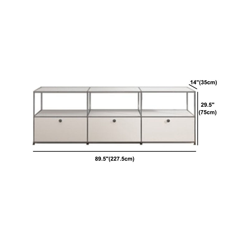 White Metal Sideboard with Drawers Contemporary Indoor Dining Buffet